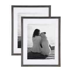 Picture Frames DesignOvation Gallery 14 In. X 18 In. Matted To 11 In. X 14 In. Gray Picture Frame (Set Of 2)