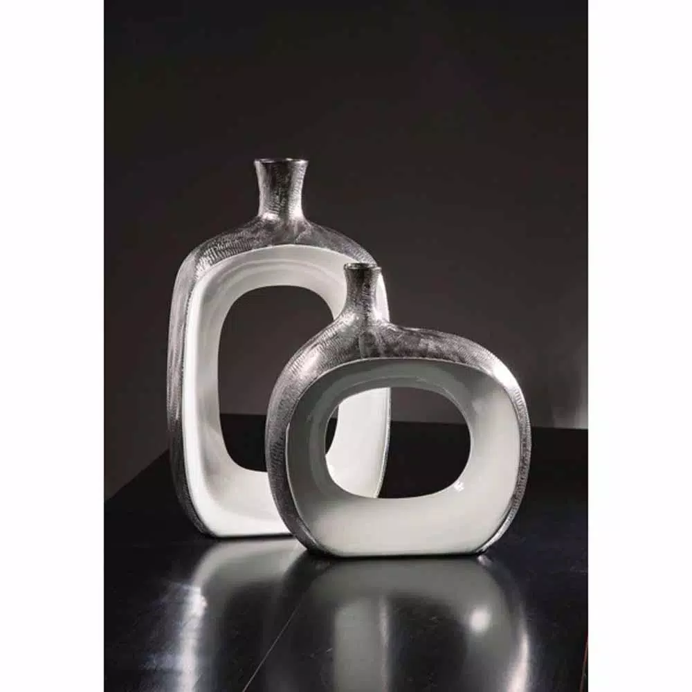 Vases IMAX Riley Gray Large Metallic Vase 5 Vases IMAX Riley Gray Large Metallic Vase - Image 3