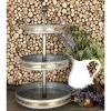 Decorative Trays LITTON LANE 24 In. 3-Tiered Round Gray Iron Tray Stand With Copper Band Accents -Brita shop gray litton lane decorative trays 49193 64 1000