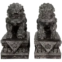 Sculptures Oriental Furniture Oriental Furniture 18 In. Sitting Foo Dog Decorative Statues