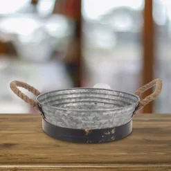 Decorative Trays Stonebriar Collection 10 In. X 3 In. Galvanized Tray -Brita shop gray stonebriar collection decorative trays sb 5612a 31 1000