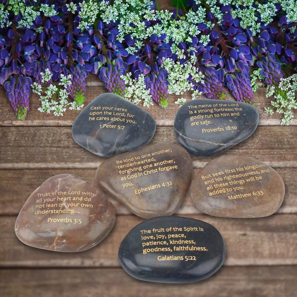 Sculptures Stonebriar Collection Set Of 6 Scripture Rocks 5 Sculptures Stonebriar Collection Set Of 6 Scripture Rocks - Image 3