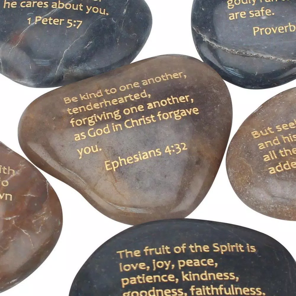 Sculptures Stonebriar Collection Set Of 6 Scripture Rocks 4 Sculptures Stonebriar Collection Set Of 6 Scripture Rocks - Image 2