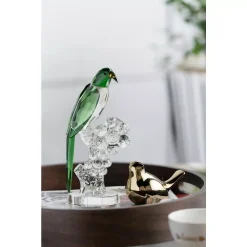 Sculptures A & B Home Green/White Parrot Elegance Irregular Decor Accent