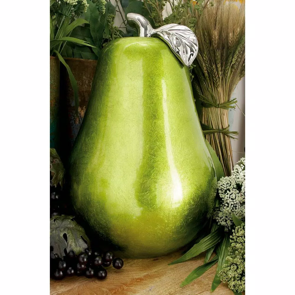 Sculptures LITTON LANE 12 In. X 16 In. Modern Emerald Green Ceramic Decorative Pear 3 Sculptures LITTON LANE 12 In. X 16 In. Modern Emerald Green Ceramic Decorative Pear
