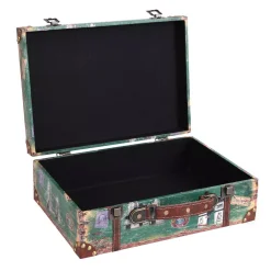 Storage Baskets Vintiquewise Set Of 2 Vintage-Style World Map Leather Wooden Suitcase Trunks With Straps And Handle -Brita shop green vintiquewise storage baskets qi003615 2 1f 1000