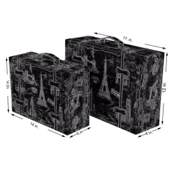 Storage Baskets Vintiquewise Set Of 2 Vintage-Style World Map Leather Wooden Suitcase Trunks With Straps And Handle -Brita shop green vintiquewise storage baskets qi003615 2 76 1000