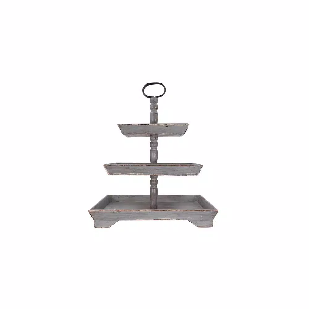 Decorative Trays 3R Studios Bungalow Lane Grey 3Tier Decorative Tray 5 Decorative Trays 3R Studios Bungalow Lane Grey 3Tier Decorative Tray - Image 3