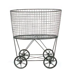 Storage Baskets 3R Studios Vintage Metal Basket With Wheels