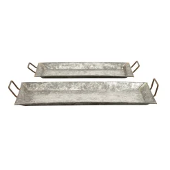 Decorative Trays LITTON LANE Farmhouse Galvanized Metallic Rectangular Metal Serving Trays (Set Of 2) 6 Decorative Trays LITTON LANE Farmhouse Galvanized Metallic Rectangular Metal Serving Trays (Set Of 2) -Brita shop grey litton lane decorative trays 38174 c3 1000