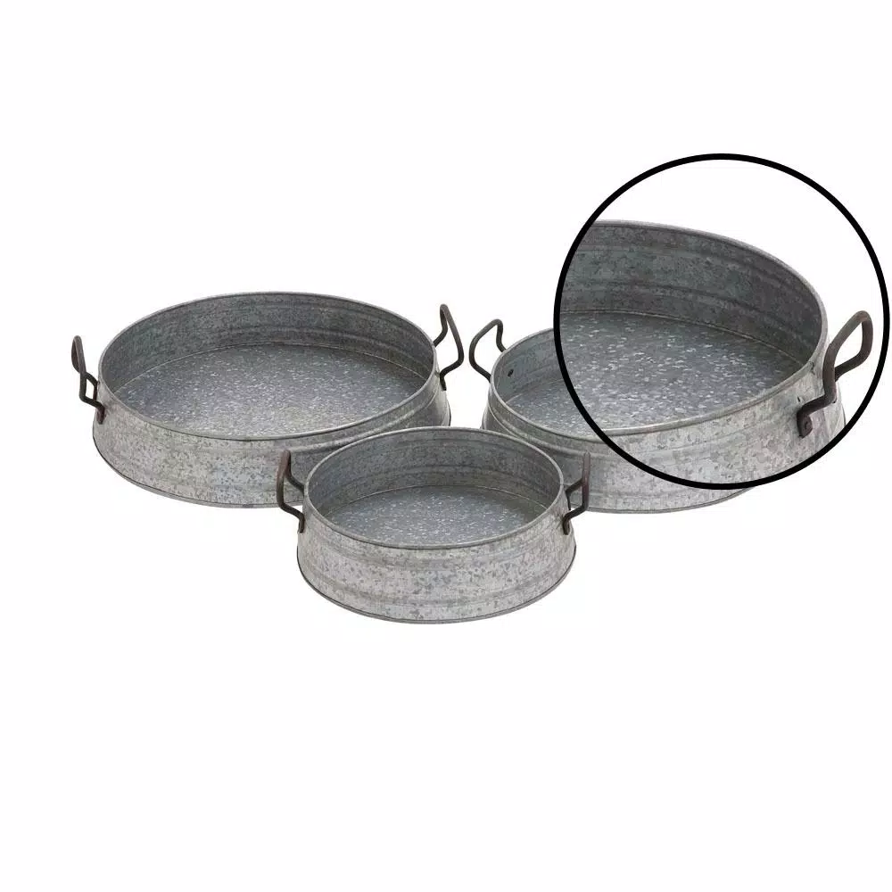 Decorative Trays LITTON LANE Farmhouse Rustic Gray Decorative Planter Trays (Set Of 3) 5 Decorative Trays LITTON LANE Farmhouse Rustic Gray Decorative Planter Trays (Set Of 3) - Image 3