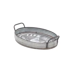 Decorative Trays LITTON LANE Distressed Silver DecorativeTrays With Handles (Set Of 2) 12 Decorative Trays LITTON LANE Distressed Silver DecorativeTrays With Handles (Set Of 2) -Brita shop grey litton lane decorative trays 98497 1f 1000