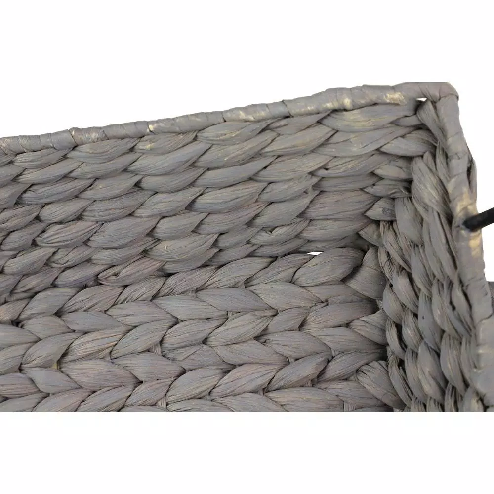 Decorative Trays LITTON LANE Nesting Rectangular Gray Seagrass Basket Trays With Black Metal Handles (Set Of 3) 5 Decorative Trays LITTON LANE Nesting Rectangular Gray Seagrass Basket Trays With Black Metal Handles (Set Of 3) - Image 3