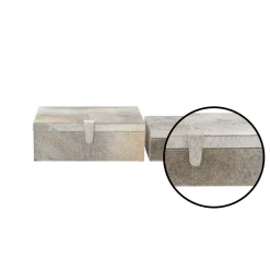 Storage Baskets LITTON LANE Wide Rectangular Wood And Leather Hide Gray Boxes (Set Of 2) -Brita shop grey litton lane storage baskets 95930 4f 1000