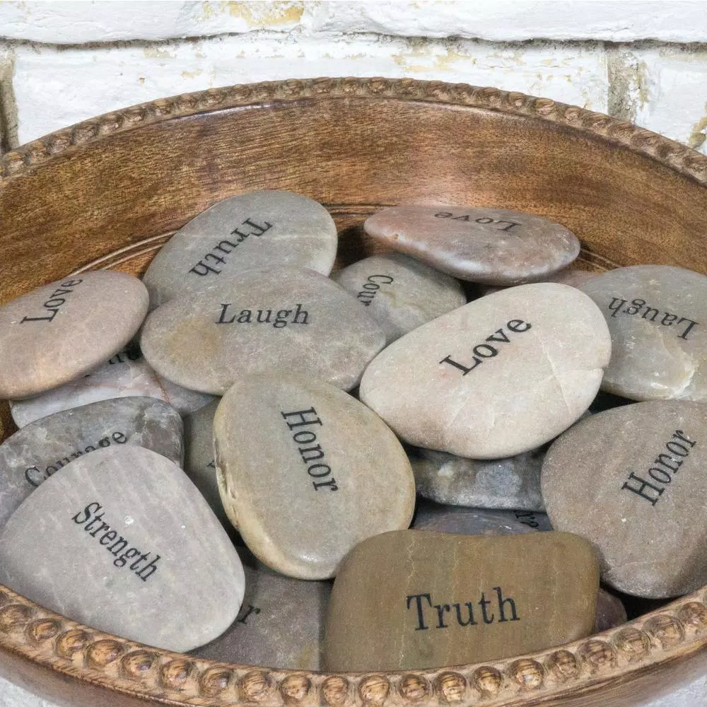 Sculptures Stonebriar Collection Inspirational Engraved Natural River Stones (Set Of 25) 5 Sculptures Stonebriar Collection Inspirational Engraved Natural River Stones (Set Of 25) - Image 3