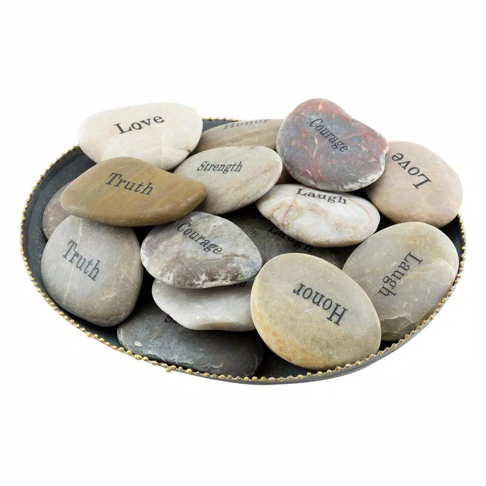Sculptures Stonebriar Collection Inspirational Engraved Natural River Stones (Set Of 25) 4 Sculptures Stonebriar Collection Inspirational Engraved Natural River Stones (Set Of 25) - Image 2