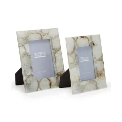 Two’s Company Natural Agate Grey Colored Picture Frames In Gift Box Includes 2 Sizes: 4 In. X 6 In. And 5 In. X 7 In. (Set Of 2)