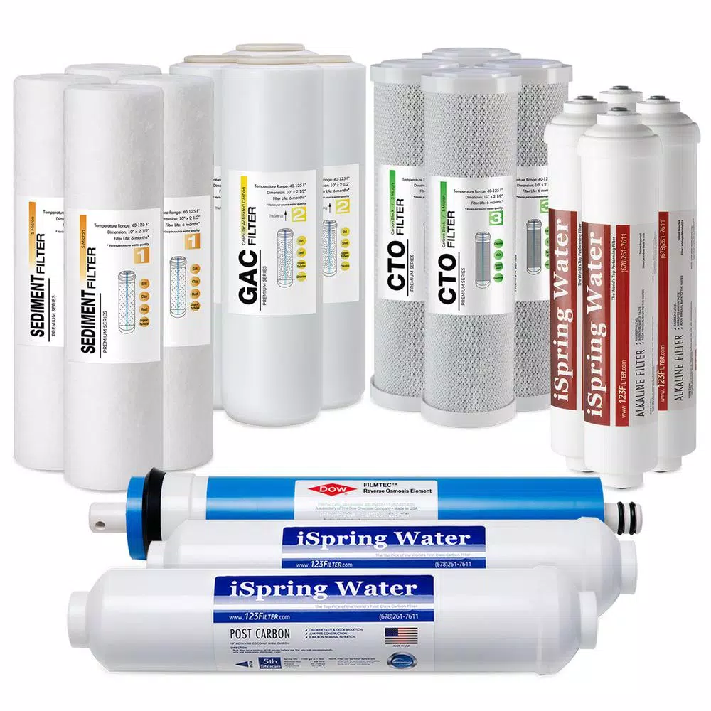 Water Filtration Systems ISPRING 6-Stage Reverse Osmosis RO System 2-Year Replacement Water Filter Cartridge Pack, With Alkaline Filter 10 In. X 2.5 In. 3 Water Filtration Systems ISPRING 6-Stage Reverse Osmosis RO System 2-Year Replacement Water Filter Cartridge Pack, With Alkaline Filter 10 In. X 2.5 In.