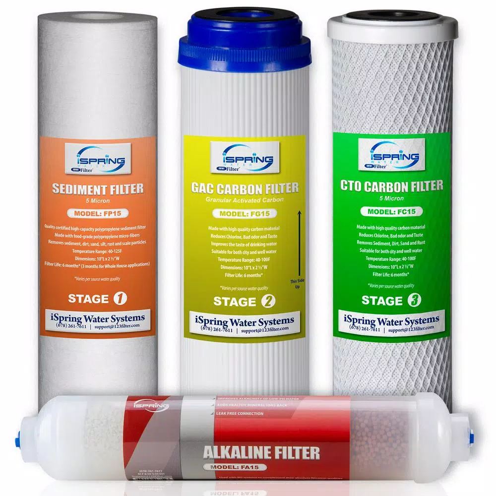 Replacement Water Filters ISPRING 6-Month Replacement Filter Set For 6-Stage Reverse Osmosis Water Filtration Systems 3 Replacement Water Filters ISPRING 6-Month Replacement Filter Set For 6-Stage Reverse Osmosis Water Filtration Systems