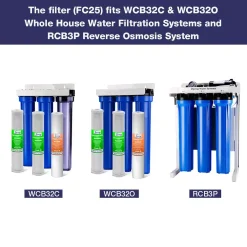 Water Filtration Systems ISPRING High Capacity 20 In. X 2.5 In. Water Filter Replacement Cartridges Fine Sediment Filter – 5 Micron (25-Pack) -Brita shop ispring replacement water filters fp25x25 1f 1000