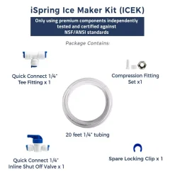 Water Filter Parts ISPRING Ice Maker Kit For Reverse Osmosis Systems And Water Filters With Extra Brass Fitting For Fridge Water Inlet -Brita shop ispring water filter parts icek 44 1000