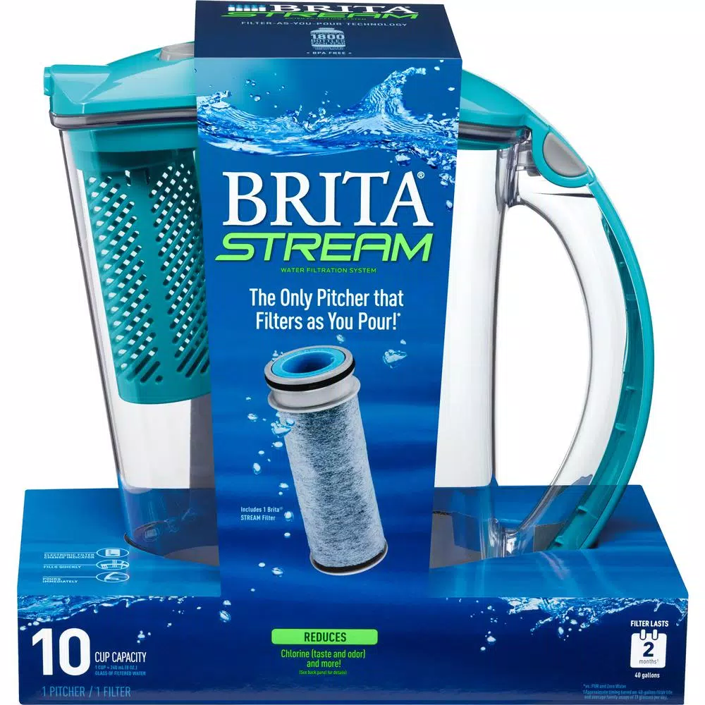 Water Filter Pitchers Brita Stream Rapids 10-Cup Filter As You Pour Water Pitcher In Lake Blue With Water Filter, BPA Free 12 Water Filter Pitchers Brita Stream Rapids 10-Cup Filter As You Pour Water Pitcher In Lake Blue With Water Filter, BPA Free - Image 10