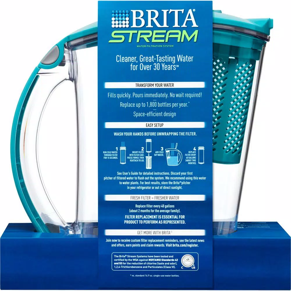 Water Filter Pitchers Brita Stream Rapids 10-Cup Filter As You Pour Water Pitcher In Lake Blue With Water Filter, BPA Free 13 Water Filter Pitchers Brita Stream Rapids 10-Cup Filter As You Pour Water Pitcher In Lake Blue With Water Filter, BPA Free - Image 11