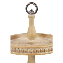 Decorative Trays LITTON LANE Round Brown Wood And Metal 3-Tier Decorative Tray -Brita shop light brown litton lane decorative trays 18996 1f 1000