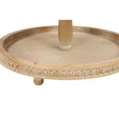 Decorative Trays LITTON LANE Round Brown Wood And Metal 3-Tier Decorative Tray -Brita shop light brown litton lane decorative trays 18996 4f 1000