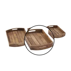 Decorative Trays LITTON LANE Mahogany Brown Slat Wood Trays (Set Of 3) -Brita shop light brown litton lane decorative trays 30958 4f 1000
