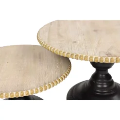 Decorative Trays LITTON LANE Natural Beige And Black Round Decorative Tray Stands (Set Of 2) -Brita shop light brown litton lane decorative trays 43592 4f 1000