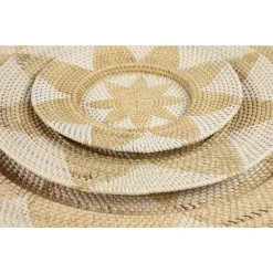 Decorative Trays LITTON LANE Beige And White Wicker Basket Trays (Set Of 3) -Brita shop light brown litton lane decorative trays 62814 4f 1000