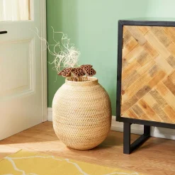 Vases LITTON LANE Large Decorative Handwoven Natural Beige Bamboo Vase -Brita shop light brown litton lane vases 35985 31 1000