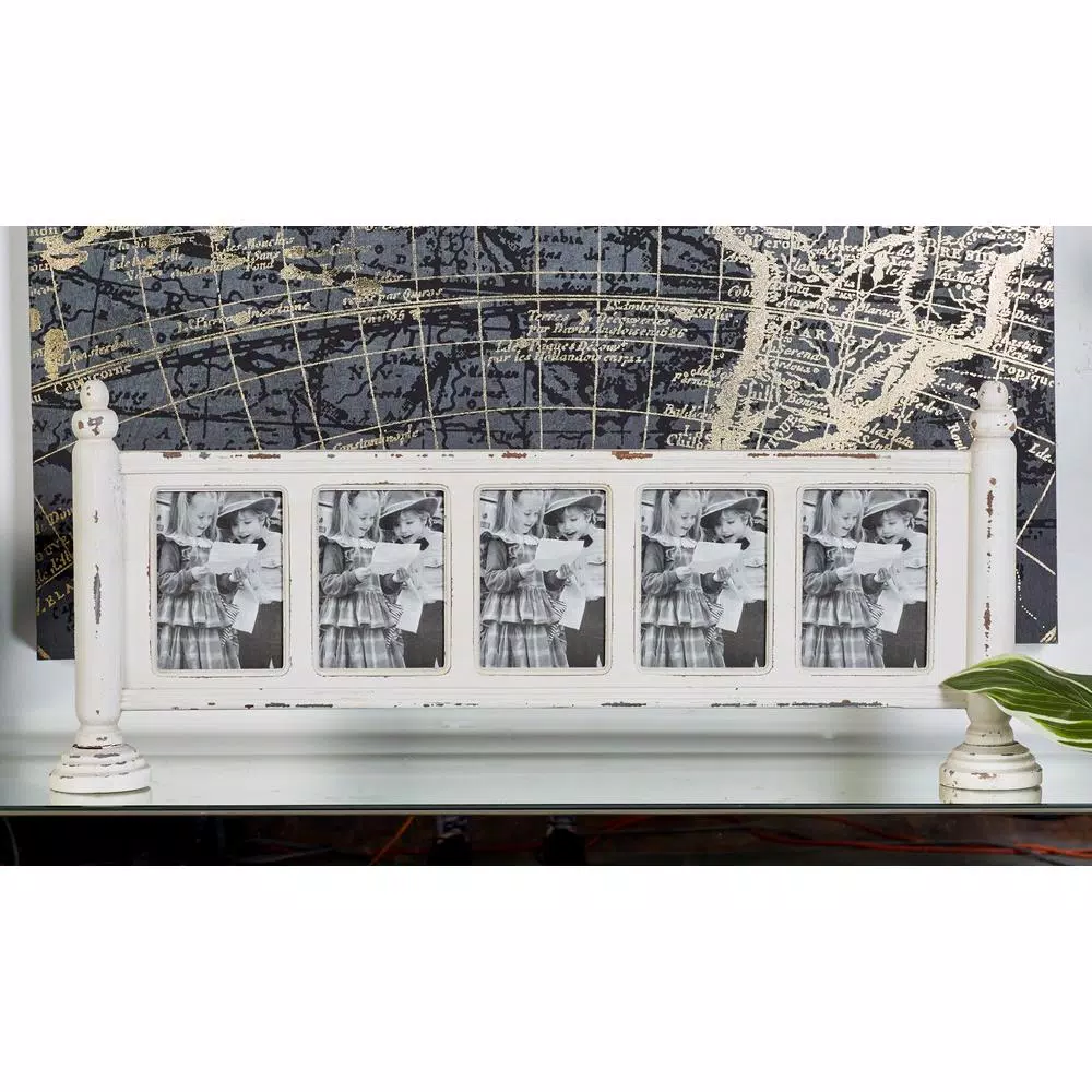 Picture Frames LITTON LANE 5 In. X 7 In. Chipped White 5-Opening Standing Picture Frame 3 Picture Frames LITTON LANE 5 In. X 7 In. Chipped White 5-Opening Standing Picture Frame