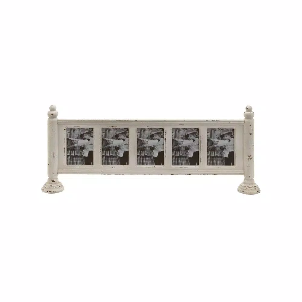 Picture Frames LITTON LANE 5 In. X 7 In. Chipped White 5-Opening Standing Picture Frame 4 Picture Frames LITTON LANE 5 In. X 7 In. Chipped White 5-Opening Standing Picture Frame - Image 2
