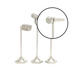 Sculptures LITTON LANE Vintage Microphone Decorative Sculpture In Polished Silver (Set Of 3) -Brita shop litton lane sculptures 22141 4f 1000