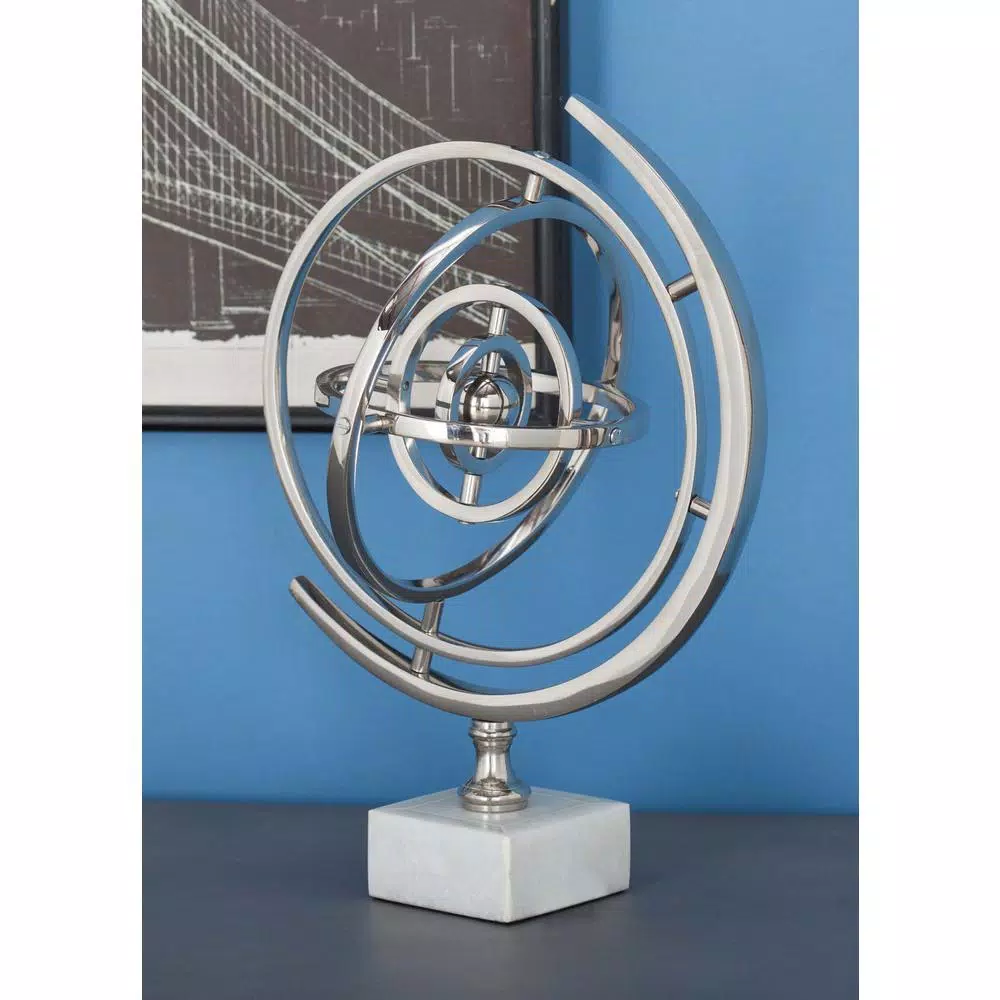 Sculptures LITTON LANE 13 In. X 7 In. Modern Decorative Aluminium And Ceramic Armillary Sphere Sculpture 3 Sculptures LITTON LANE 13 In. X 7 In. Modern Decorative Aluminium And Ceramic Armillary Sphere Sculpture