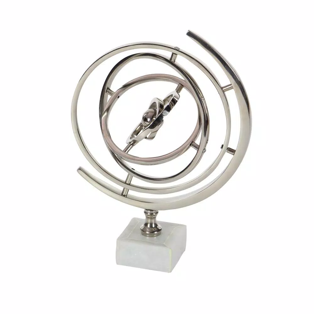 Sculptures LITTON LANE 13 In. X 7 In. Modern Decorative Aluminium And Ceramic Armillary Sphere Sculpture 4 Sculptures LITTON LANE 13 In. X 7 In. Modern Decorative Aluminium And Ceramic Armillary Sphere Sculpture - Image 2
