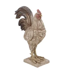 Sculptures LITTON LANE Rooster Polystone Sculpture In Textured Beige -Brita shop litton lane sculptures 38244 1f 1000