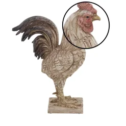 Sculptures LITTON LANE Rooster Polystone Sculpture In Textured Beige -Brita shop litton lane sculptures 38244 4f 1000