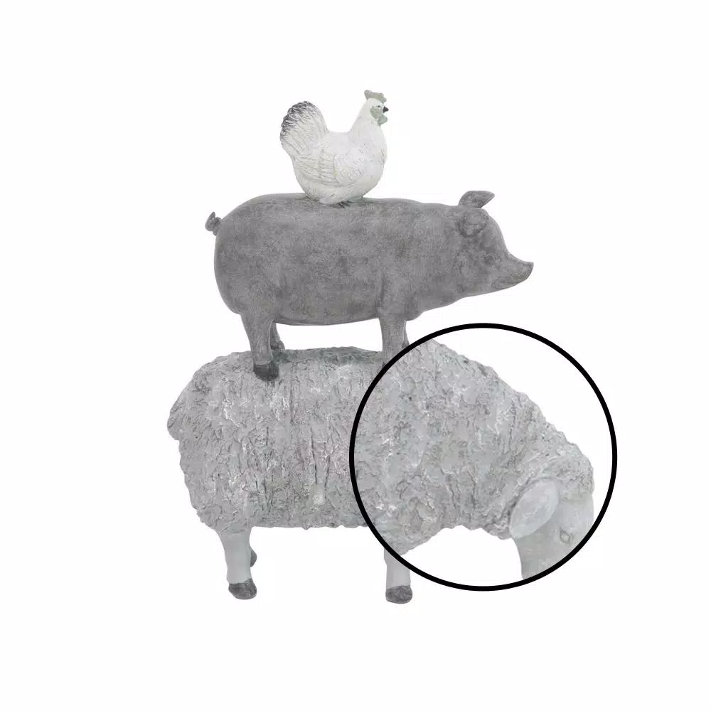 Sculptures LITTON LANE 3-Stacked Barn Animals Polystone Sculpture 5 Sculptures LITTON LANE 3-Stacked Barn Animals Polystone Sculpture - Image 3