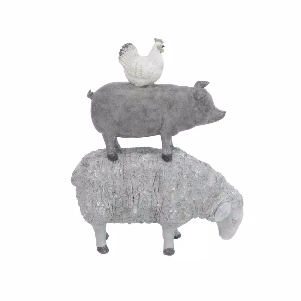 Sculptures LITTON LANE 3-Stacked Barn Animals Polystone Sculpture 4 Sculptures LITTON LANE 3-Stacked Barn Animals Polystone Sculpture - Image 2