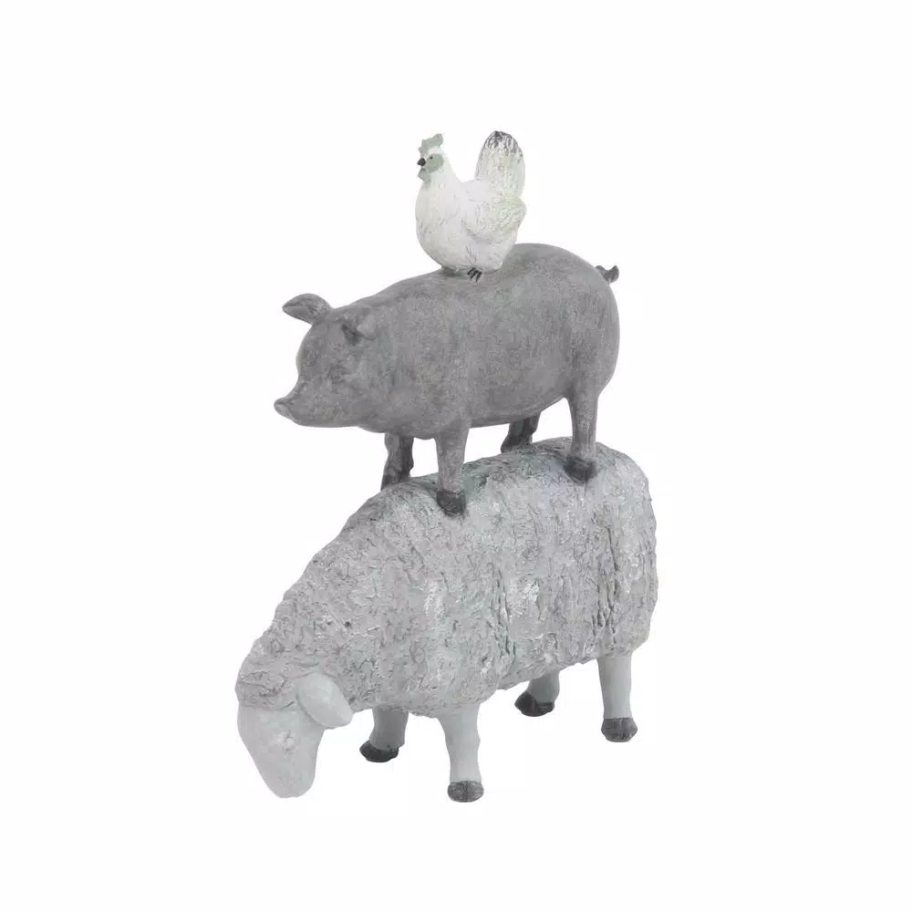 Sculptures LITTON LANE 3-Stacked Barn Animals Polystone Sculpture 8 Sculptures LITTON LANE 3-Stacked Barn Animals Polystone Sculpture - Image 6