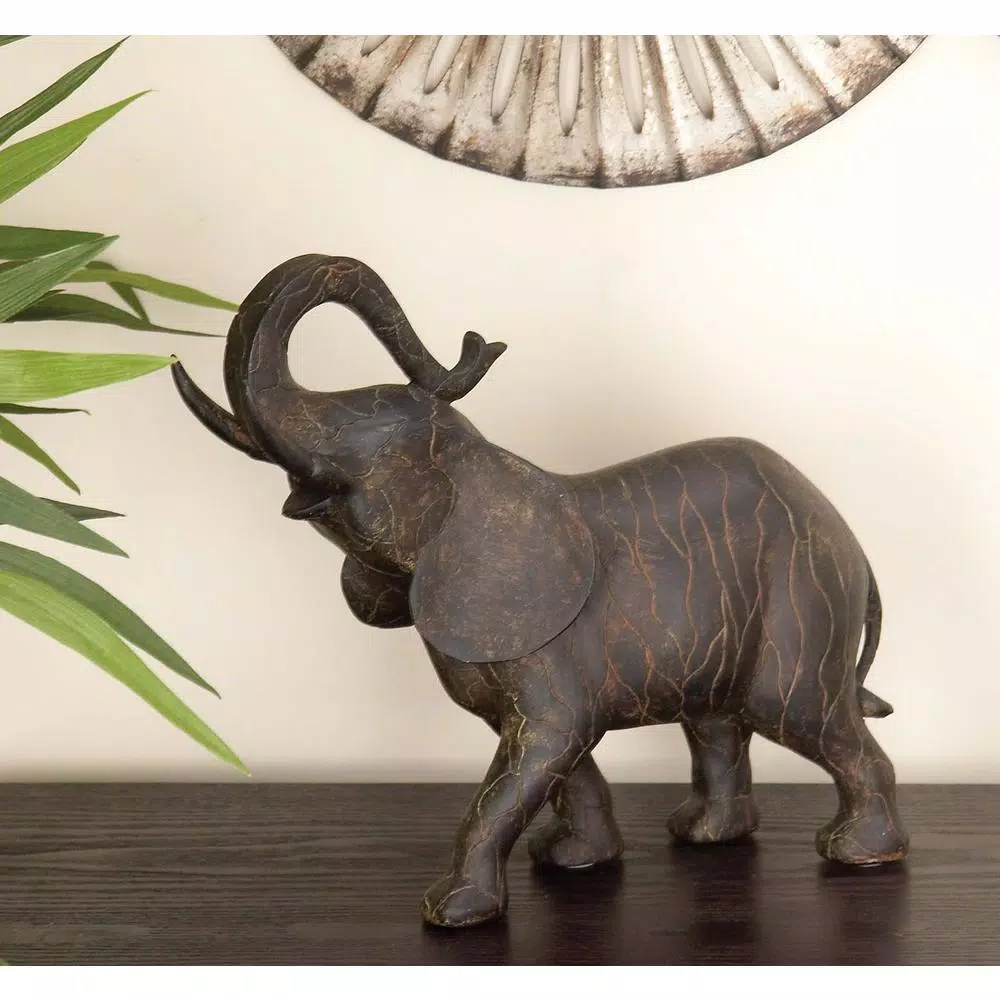 Sculptures LITTON LANE 10 In. X 12 In. Decorative Elephant Sculpture In Colored Polystone 3 Sculptures LITTON LANE 10 In. X 12 In. Decorative Elephant Sculpture In Colored Polystone