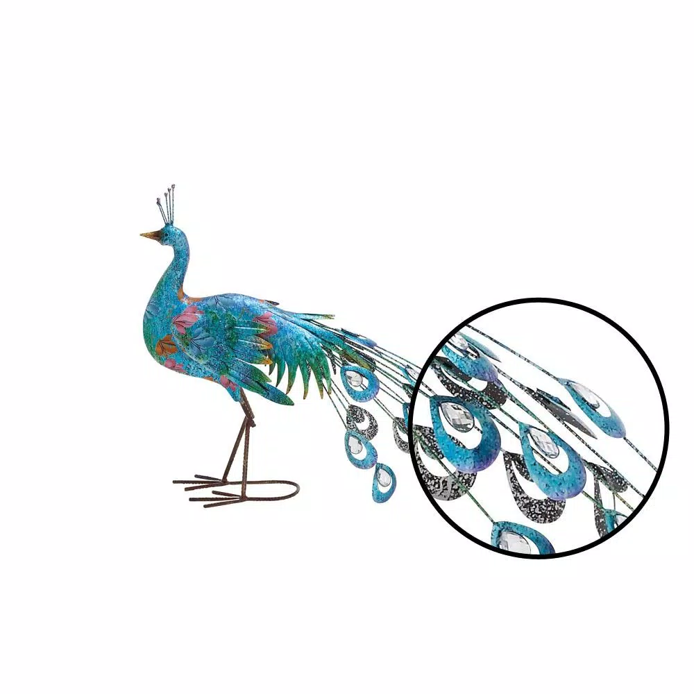 Sculptures LITTON LANE Floral Peacock Iron Sculpture 5 Sculptures LITTON LANE Floral Peacock Iron Sculpture - Image 3