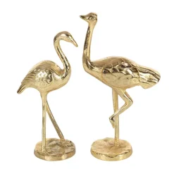Sculptures LITTON LANE 14 In. Flamingo Aluminum Decorative Sculpture In Gold (Set Of 2) -Brita shop litton lane sculptures 68978 c3 1000