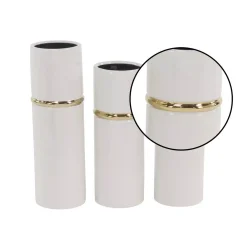 Vases LITTON LANE White Ceramic Decorative Vase With Gold Lining Detail (Set Of 3) -Brita shop litton lane vases 60797 4f 1000