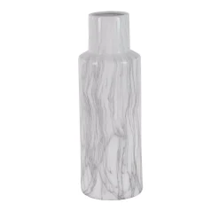 Vases LITTON LANE 21 In. Classic Marble Cylinder White Ceramic Decorative Vase