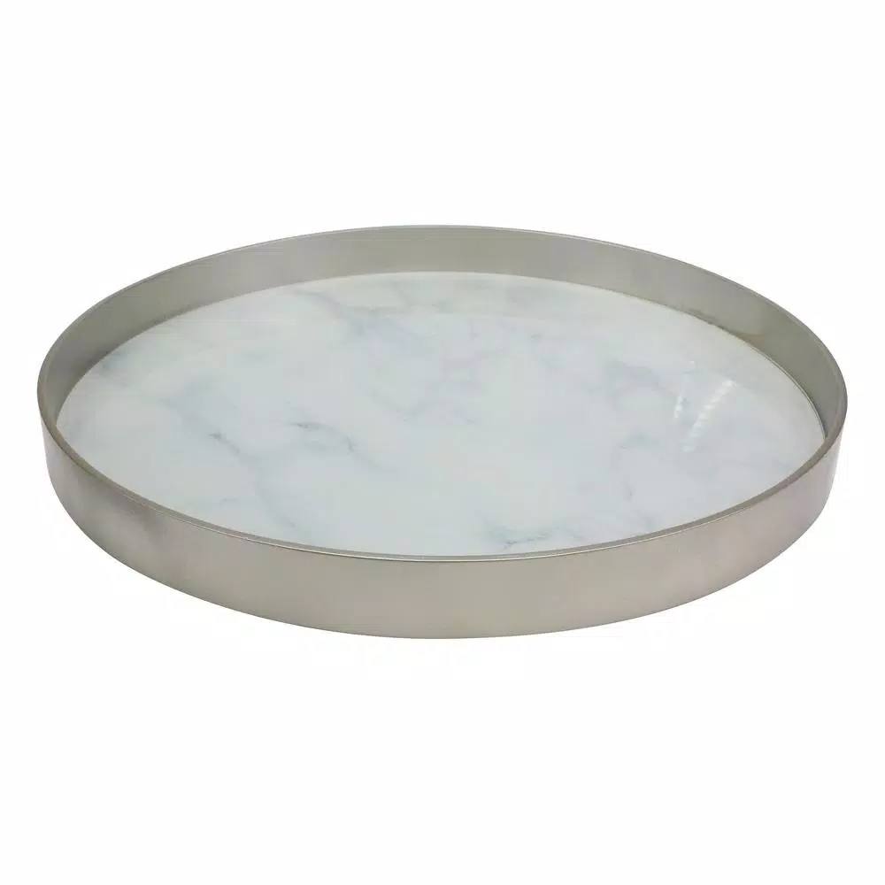 Decorative Trays Stonebriar Collection Silver Wood And Marble Glass Decorative Tray 6 Decorative Trays Stonebriar Collection Silver Wood And Marble Glass Decorative Tray - Image 4