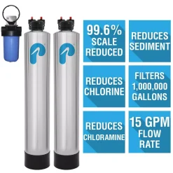 Water Filtration Systems Pelican Water 15 GPM Whole House Water Filtration And NaturSoft Water Softener Alternative System -Brita shop metallic pelican water whole house water filters thd pse2000 76 1000